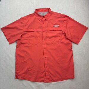 Realtree Fishing Shirt Mens LG Coral Short Sleeve Button Down Performance Vent